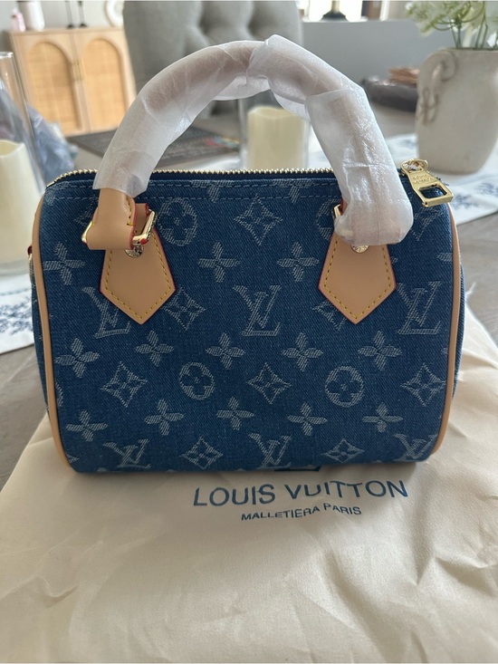 None Handbags - Blue Denim Monogram Nano Speedy Top-Handle Bag